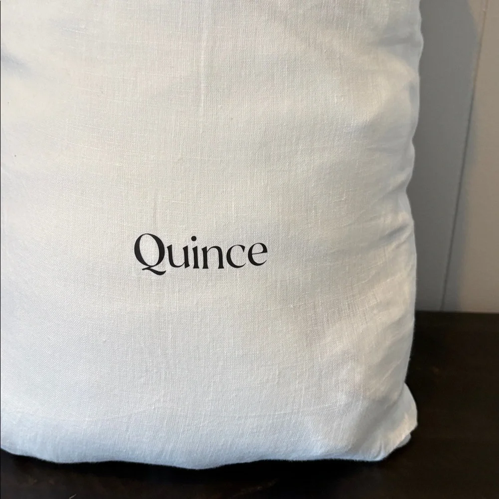 Quince European Linen Piped Duvet Cover White and Toffee King Cal King